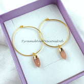 Sunstone Earring, Gemstone Earring, Handmade Earring, Pencil Pendant, Gold Electroplated Earring